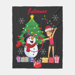 Rhythmic Gymnastics Christmas Santa Hoop Fleece Blanket
