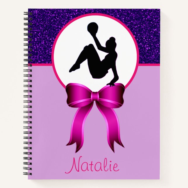 Rhythmic Gymnastics Glitter and Bow Notebook (Front)