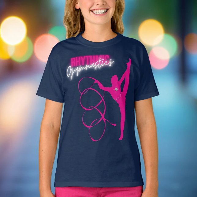 Rhythmic Gymnastics Hot Pink Ribbon T-Shirt (Creator Uploaded)