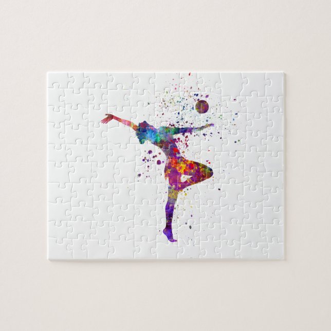 Rhythmic gymnastics in watercolor jigsaw puzzle (Horizontal)