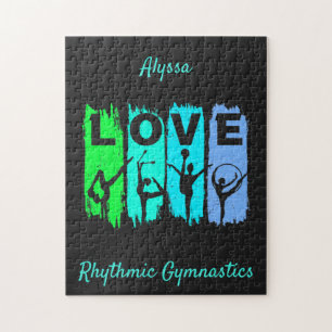 Rhythmic Gymnastics Love in Green and Aqua    Jigsaw Puzzle