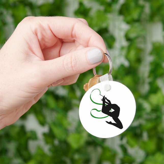 Rhythmic Gymnastics Ribbon Dancer Silhouette Key Ring (Creator Uploaded)