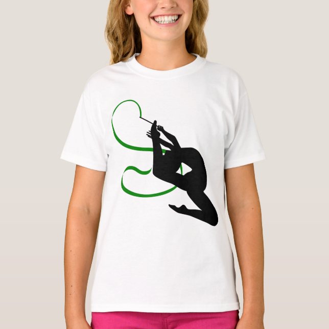 Rhythmic Gymnastics Ribbon Dancer Silhouette T-Shirt (Front)