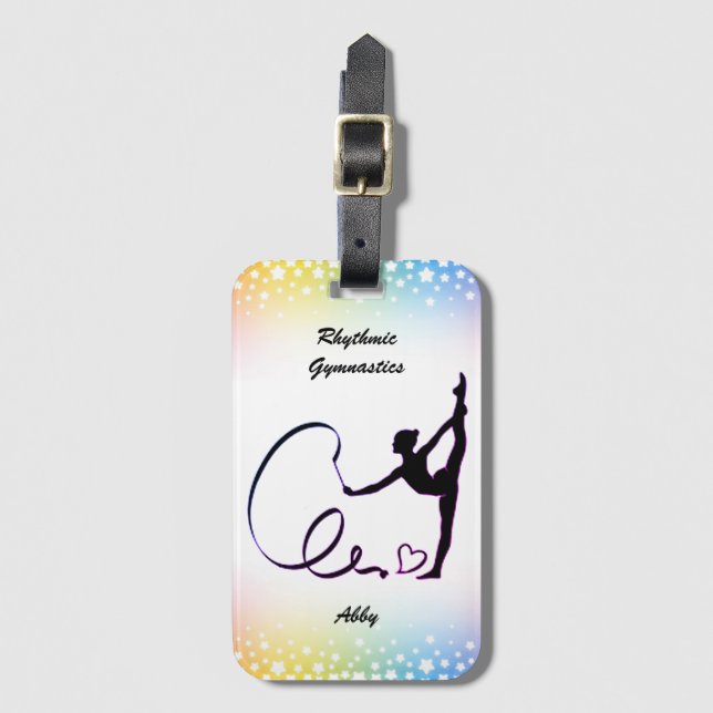 Rhythmic Gymnastics Ribbon Stars Luggage Tag (Front Vertical)
