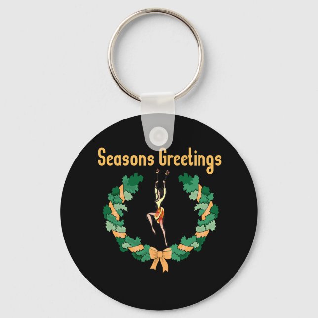 Rhythmic Gymnastics Seasons Greetings Key Ring (Front)