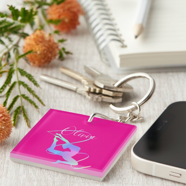 Rhythmic Gymnastics with Ribbon Keychain | Gift  (Front Right)