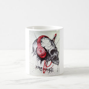 Rhythmic Skull Red Headphones Dark Art Designer Ho Coffee Mug
