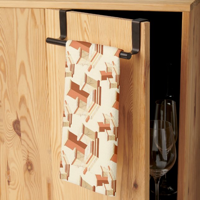 Rhythmic stack of marble pedestals and steps tea towel (Thirds Fold)