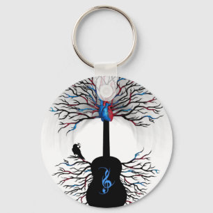 Rhythms of the Heart - ( surreal guitar art ) Key Ring