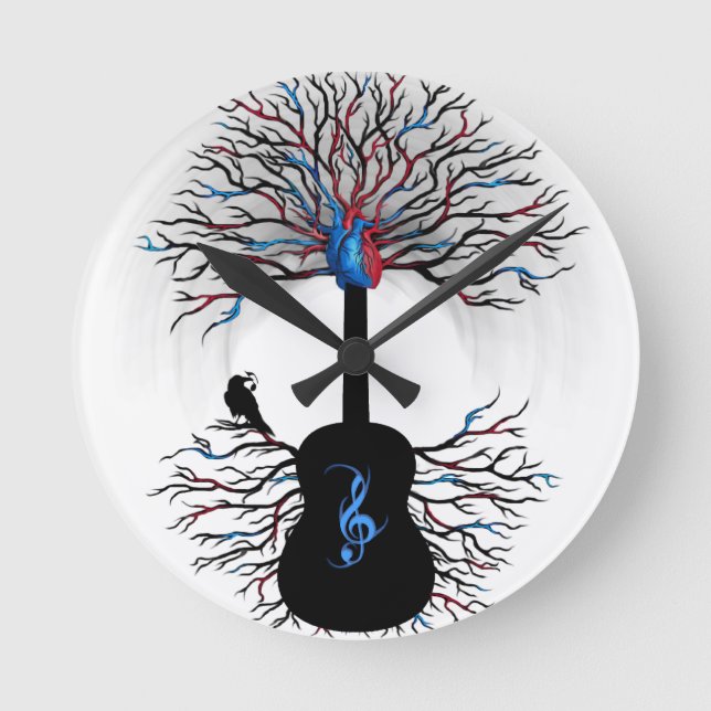 Rhythms of the Heart - ( surreal guitar art ) Round Clock (Front)