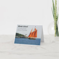 RI castle hill light and aurora schooner note card