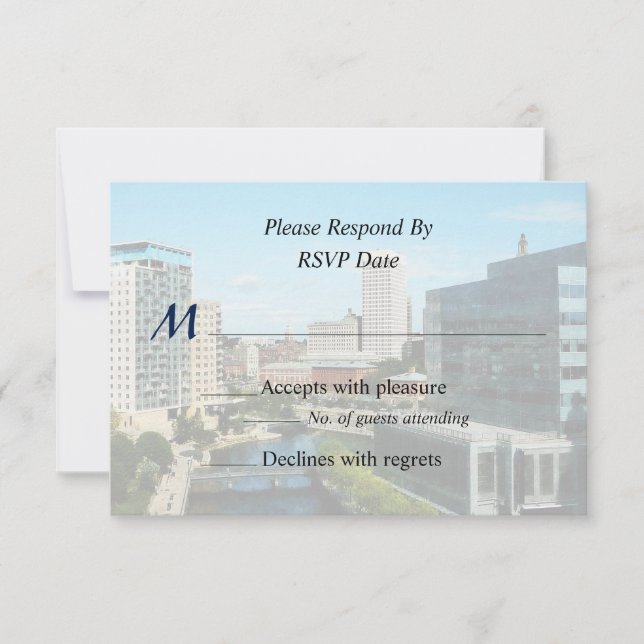RI - Providence RI Skyline RSVP Card (Front)