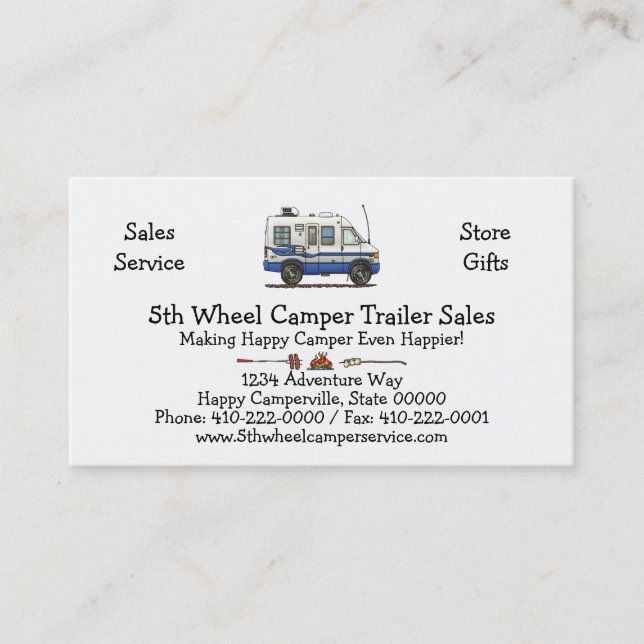 Rialta Winnebago Camper RV HSH Business Card (Front)
