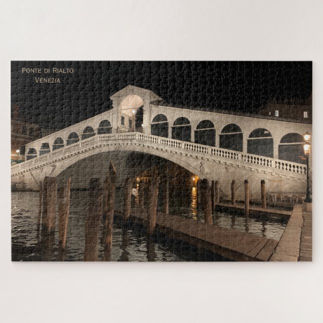 Rialto Bridge by night - Ponte di Rialto - Venice Jigsaw Puzzle (Horizontal)