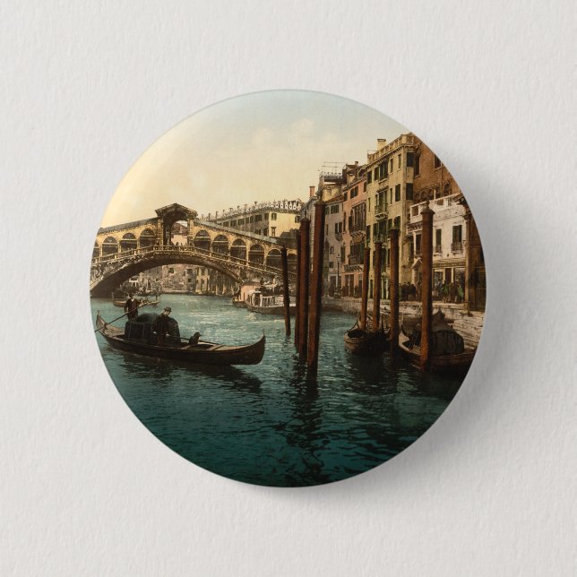 Rialto Bridge I, Venice, Italy 6 Cm Round Badge (Front)