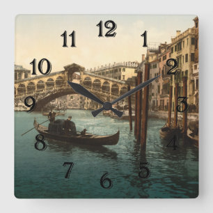 Rialto Bridge I, Venice, Italy Square Wall Clock