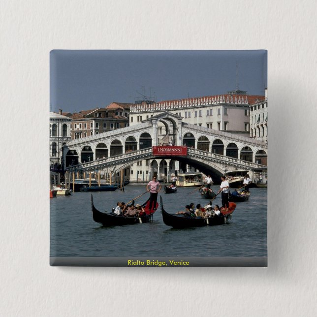Rialto Bridge, Venice 15 Cm Square Badge (Front)