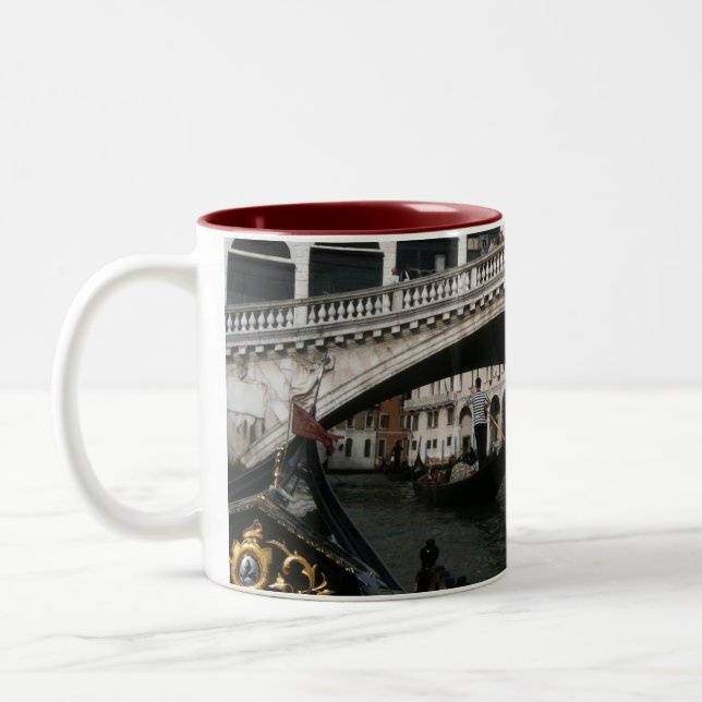 Rialto Bridge Venice Gondolas Lagoon Two-Tone Coffee Mug (Left)