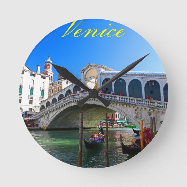 Rialto Bridge Venice - Pro Photo Round Clock (Front)