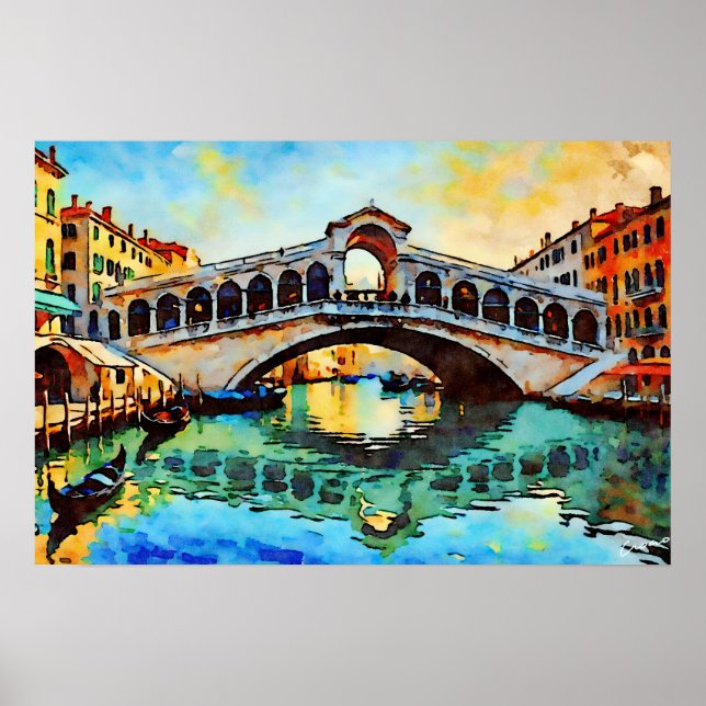 Rialto Bridge Watercolor Poster (Front)