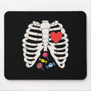 Rib Cage Candy Heart Funny Xray Halloween Kids Boy Mouse Pad