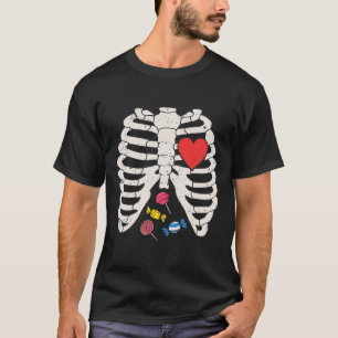 Rib Cage Candy Heart Funny Xray Halloween Kids Boy T-Shirt