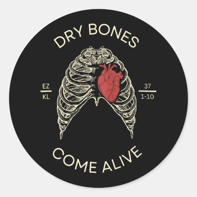Rib Cage Dry Bones Come Alive Bible Verse Christia Classic Round Sticker (Front)