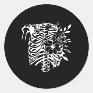 Rib Cage Flower Easy Halloween Costume 1  Classic Round Sticker