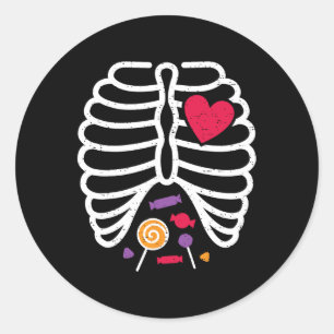 Rib Cage Funny Halloween Boys Girls Classic Round Sticker