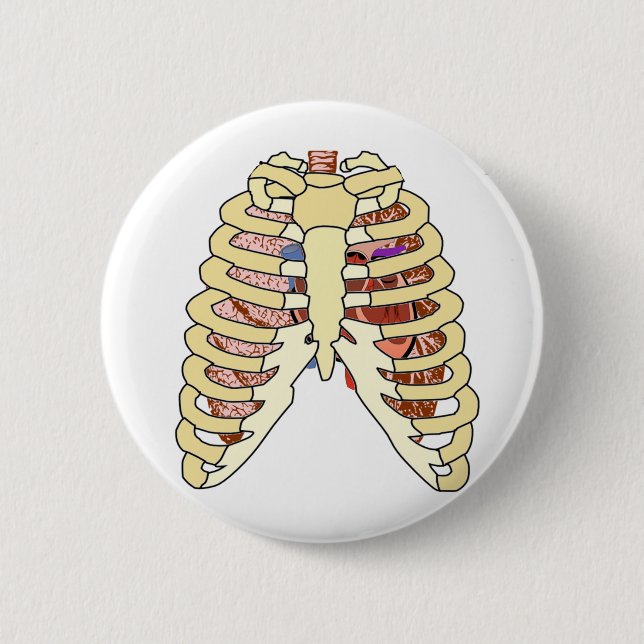 Rib Cage Lungs & Heart 6 Cm Round Badge (Front)
