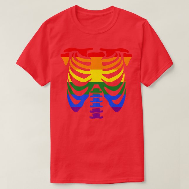 Rib cage skeleton, homoseual gay pride, Halloween  T-Shirt (Design Front)