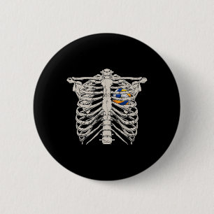 Rib Cage Volleyball Ball Heart Happy Halloween Day 6 Cm Round Badge
