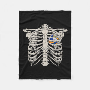Rib Cage Volleyball Ball Heart Happy Halloween Day Fleece Blanket
