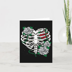 Rib Cage With Flowers Halloween Xray Skeleton Cand Card
