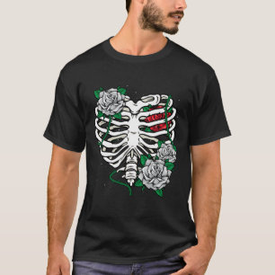 Rib Cage With Flowers Halloween Xray Skeleton Cand T-Shirt