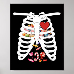 Rib Cage X-ray Candy Funny Halloween Costume Kids Poster