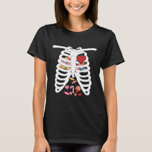 Rib Cage X-ray Candy Funny Halloween Costume Kids T-Shirt