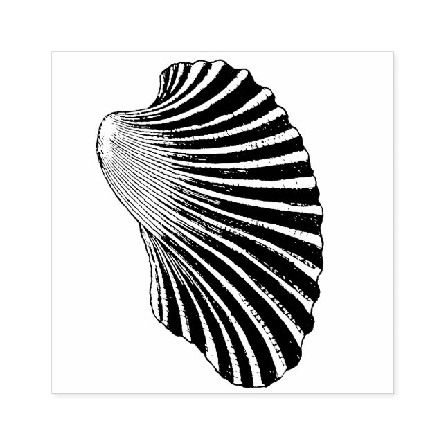 Ribbed Clam Shell Illustration Rubber Stamp (Imprint)