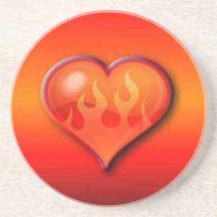 Ribbed Flaming Heart Coaster