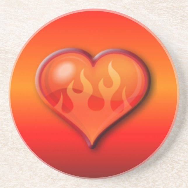 Ribbed Flaming Heart Coaster (Front)