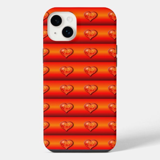 Ribbed Flaming Hearts iPhone Case (Back)