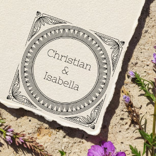 Ribbed Frame Couple Wooden Art Stamp