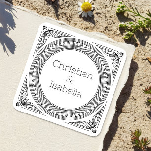 Ribbed Frame Couple's Names Labels - Custom