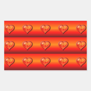 Ribbed Hearts on Fire Rectangular Sticker