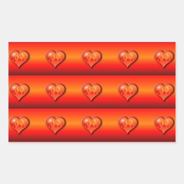 Ribbed Hearts on Fire Rectangular Sticker (Front)