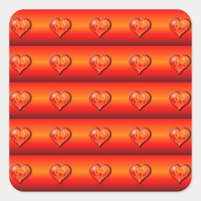 Ribbed Hearts on Fire Square Sticker (Front)