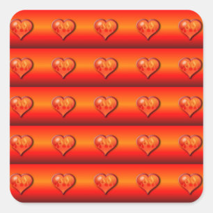 Ribbed Hearts on Fire Square Sticker