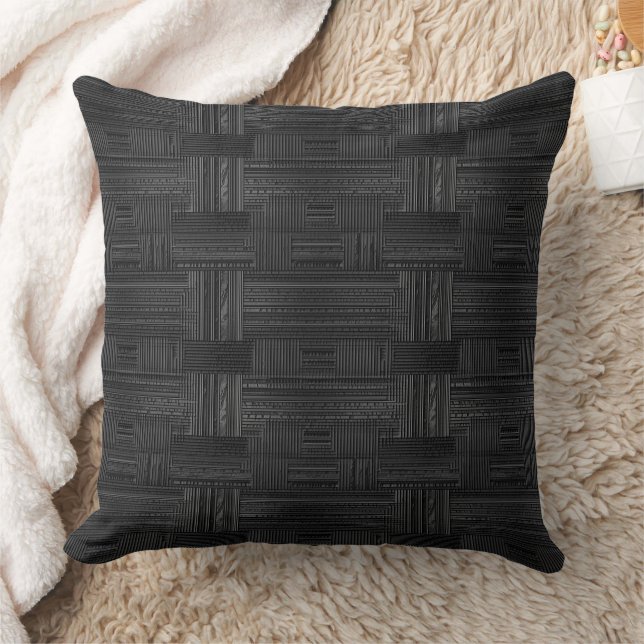 Ribbed texture in grey and black pattern  cushion (Blanket)