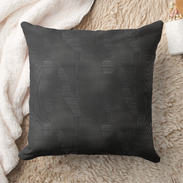 Ribbed texture in grey and black pattern  cushion (Blanket)