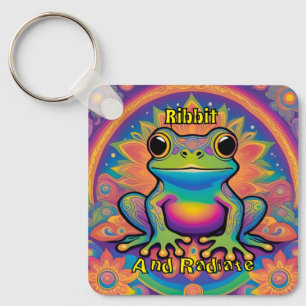 Ribbit and Radiate Frog – Boho Psychedelic Groovy Key Ring